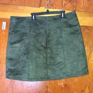 Suede green skirt